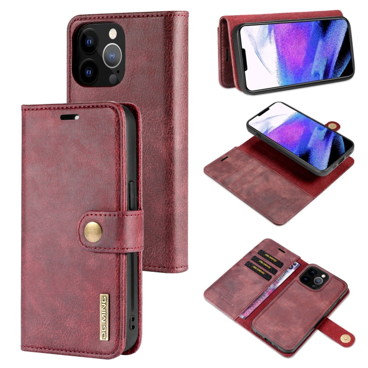 DG.MING Crazy Horse Texture Flip Detachable Magnetic Leather Case with Holder & Card Slots & Wallet