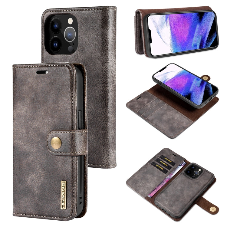 DG.MING Crazy Horse Texture Flip Detachable Magnetic Leather Case with Holder & Card Slots & Wallet