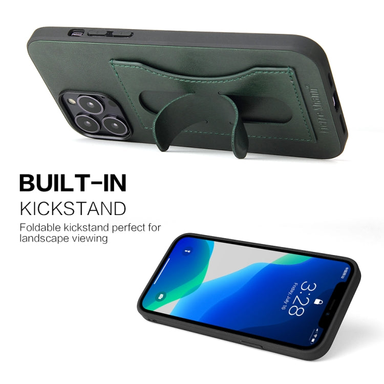 Fierre Shann Full Coverage Protective Leather Case with Holder & Card Slot, For iPhone 13, For iPhone 13 Mini, For iPhone 13 Pro, For iPhone 13 Pro Max
