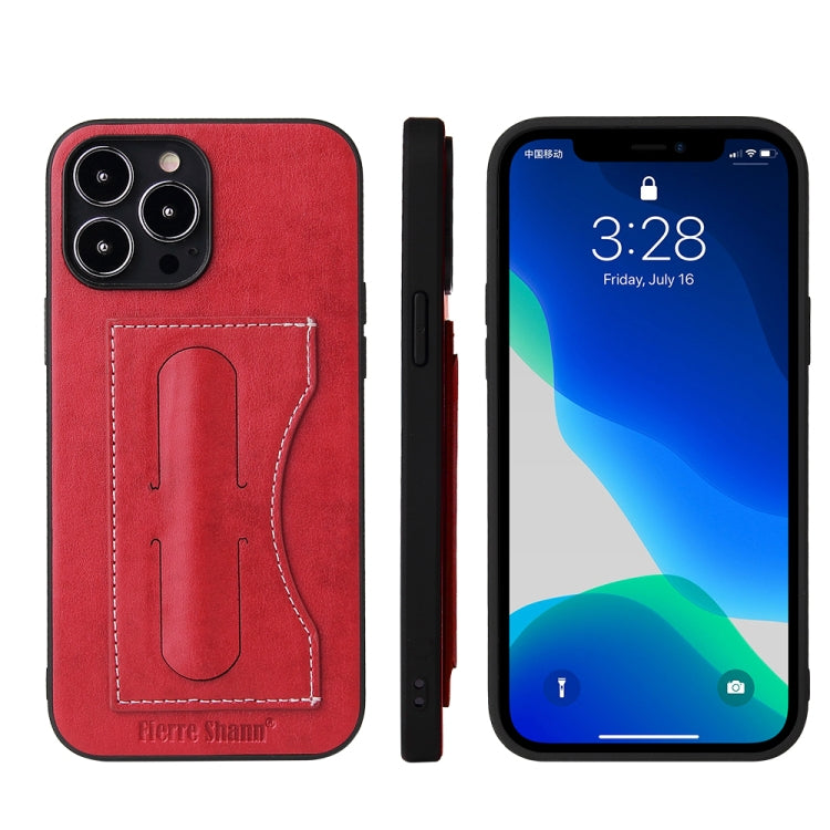 Fierre Shann Full Coverage Protective Leather Case with Holder & Card Slot, For iPhone 13, For iPhone 13 Mini, For iPhone 13 Pro, For iPhone 13 Pro Max