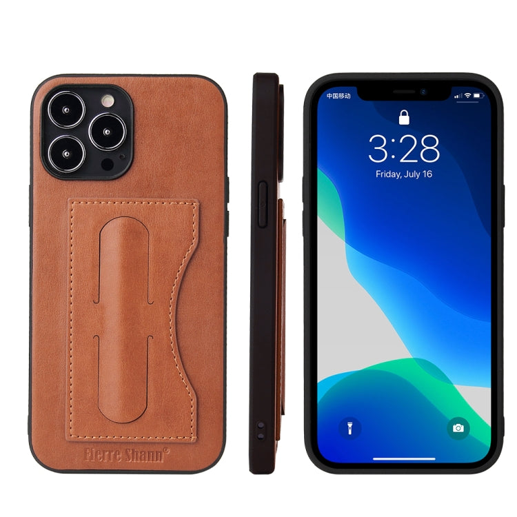 Fierre Shann Full Coverage Protective Leather Case with Holder & Card Slot, For iPhone 13, For iPhone 13 Mini, For iPhone 13 Pro, For iPhone 13 Pro Max