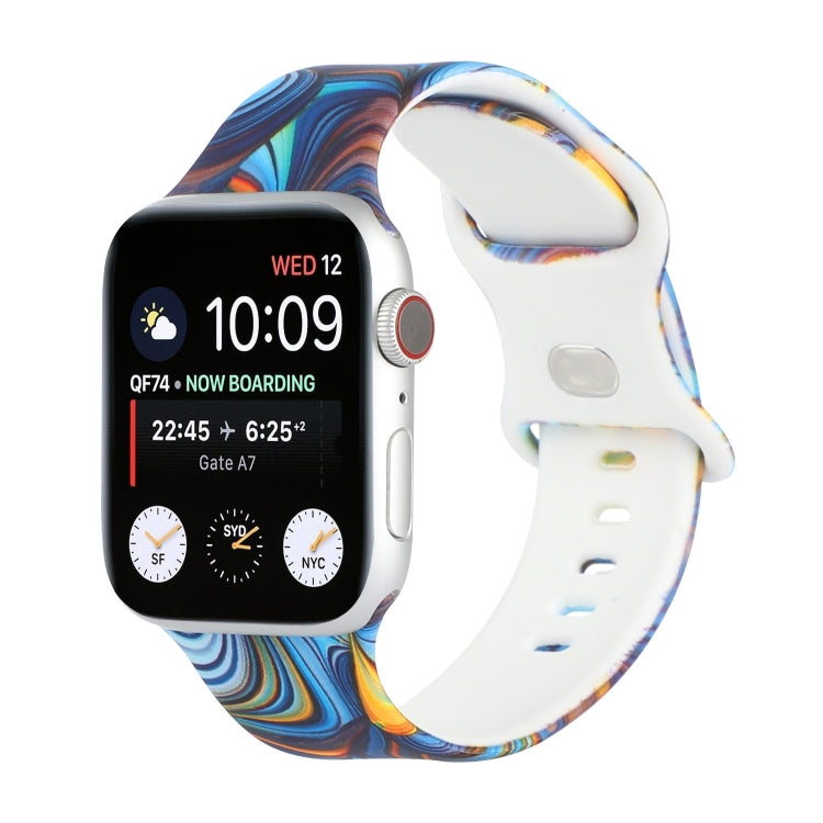 8-buckle Printed Replacement Strap Watchband For Apple Watch Series, 7 45mm / 6 & SE & 5 & 4 44mm / 3 & 2 & 1 42mm, 7 41mm / 6 & SE & 5 & 4 40mm / 3 & 2 & 1 38mm