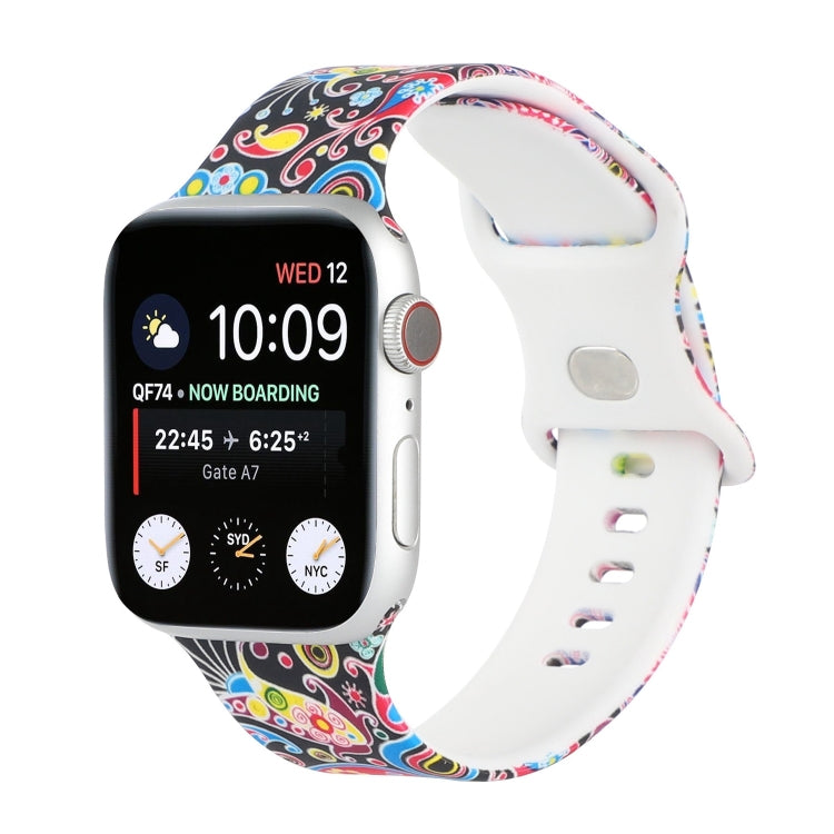 8-buckle Printed Replacement Strap Watchband For Apple Watch Series, 7 45mm / 6 & SE & 5 & 4 44mm / 3 & 2 & 1 42mm, 7 41mm / 6 & SE & 5 & 4 40mm / 3 & 2 & 1 38mm