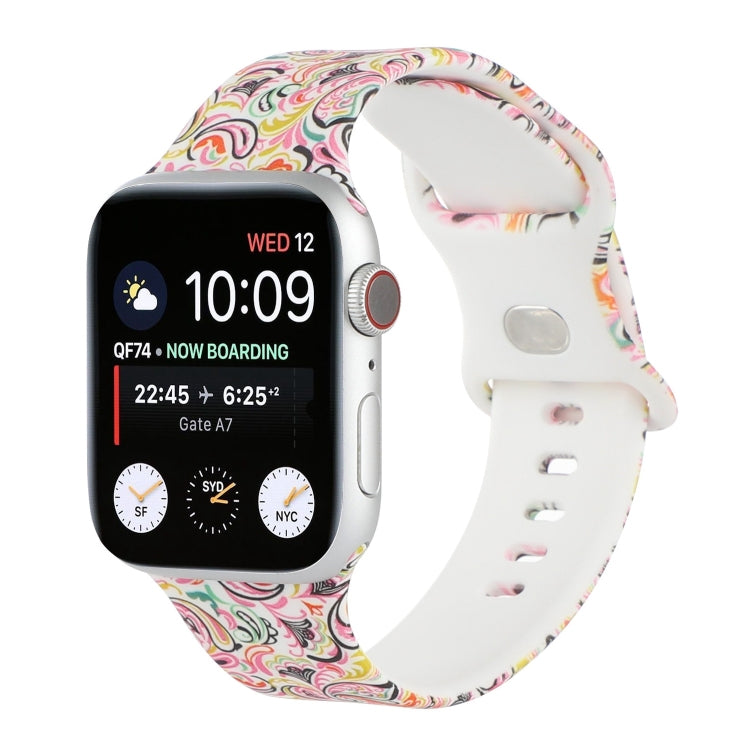 8-buckle Printed Replacement Strap Watchband For Apple Watch Series, 7 45mm / 6 & SE & 5 & 4 44mm / 3 & 2 & 1 42mm, 7 41mm / 6 & SE & 5 & 4 40mm / 3 & 2 & 1 38mm