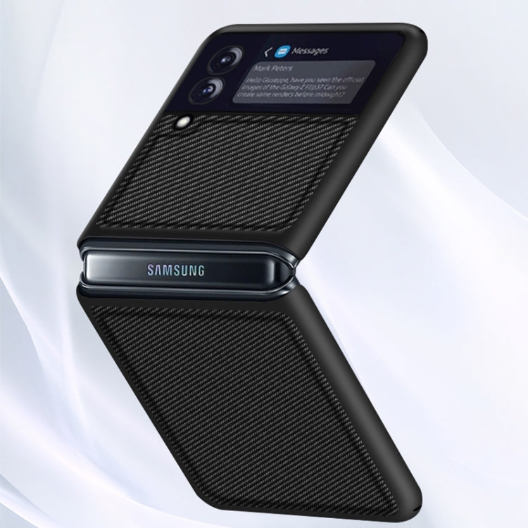 For Samsung Galaxy Z Flip4 Solid Color Carbon Fiber Texture PU Shockproof Phone Case , For Samsung Galaxy Z Flip4