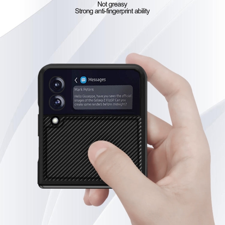 For Samsung Galaxy Z Flip4 Solid Color Carbon Fiber Texture PU Shockproof Phone Case , For Samsung Galaxy Z Flip4