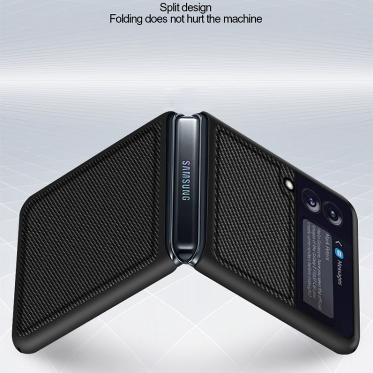 For Samsung Galaxy Z Flip4 Solid Color Carbon Fiber Texture PU Shockproof Phone Case , For Samsung Galaxy Z Flip4