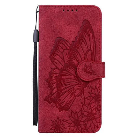 iPhone 13 Pro Max brown leather case featuring embossed butterflies and stand