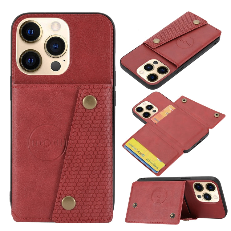 Double Buckle PU + TPU Shockproof Magnetic Protective Case with Card Slot & Holder