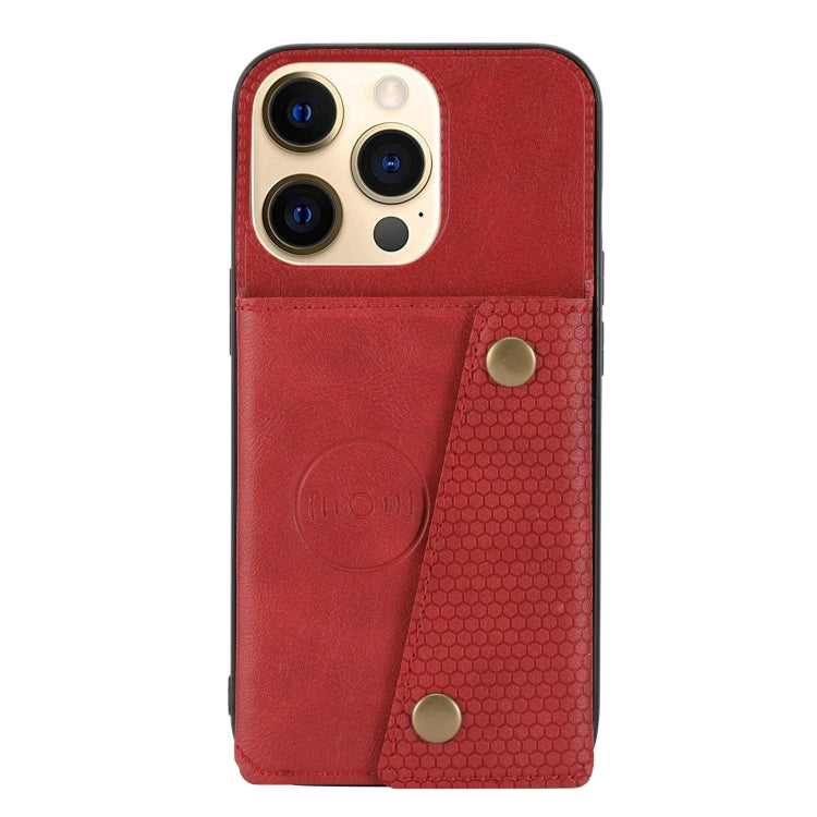 Double Buckle PU + TPU Shockproof Magnetic Protective Case with Card Slot & Holder