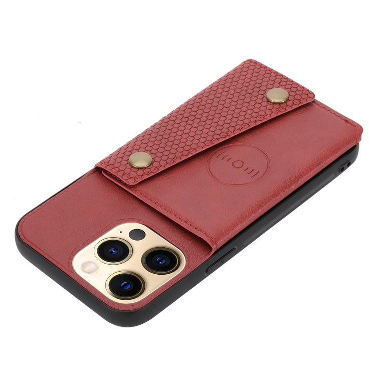 Double Buckle PU + TPU Shockproof Magnetic Protective Case with Card Slot & Holder