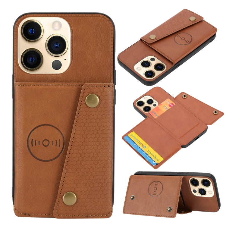 Double Buckle PU + TPU Shockproof Magnetic Protective Case with Card Slot & Holder