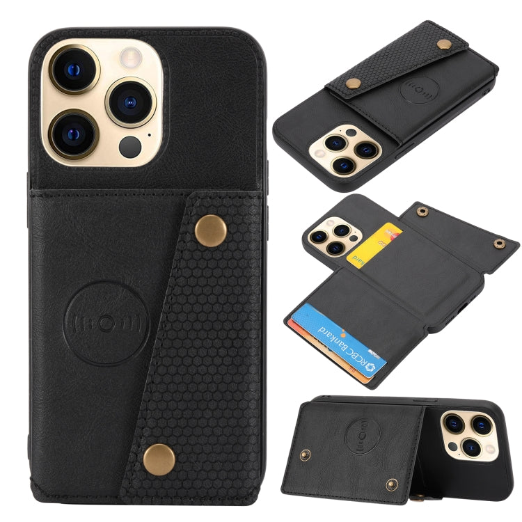 Double Buckle PU + TPU Shockproof Magnetic Protective Case with Card Slot & Holder