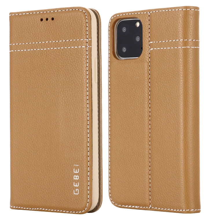 GEBEI Top-grain Leather Horizontal Flip Protective Case with Holder & Card Slots, For iPhone 11, For iPhone 11 Pro, For iPhone 11 Pro Max, For iPhone XS / X, For iPhone XR