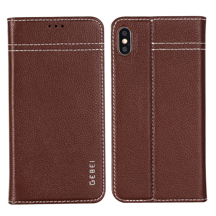 GEBEI Top-grain Leather Horizontal Flip Protective Case with Holder & Card Slots, For iPhone 11, For iPhone 11 Pro, For iPhone 11 Pro Max, For iPhone XS / X, For iPhone XR