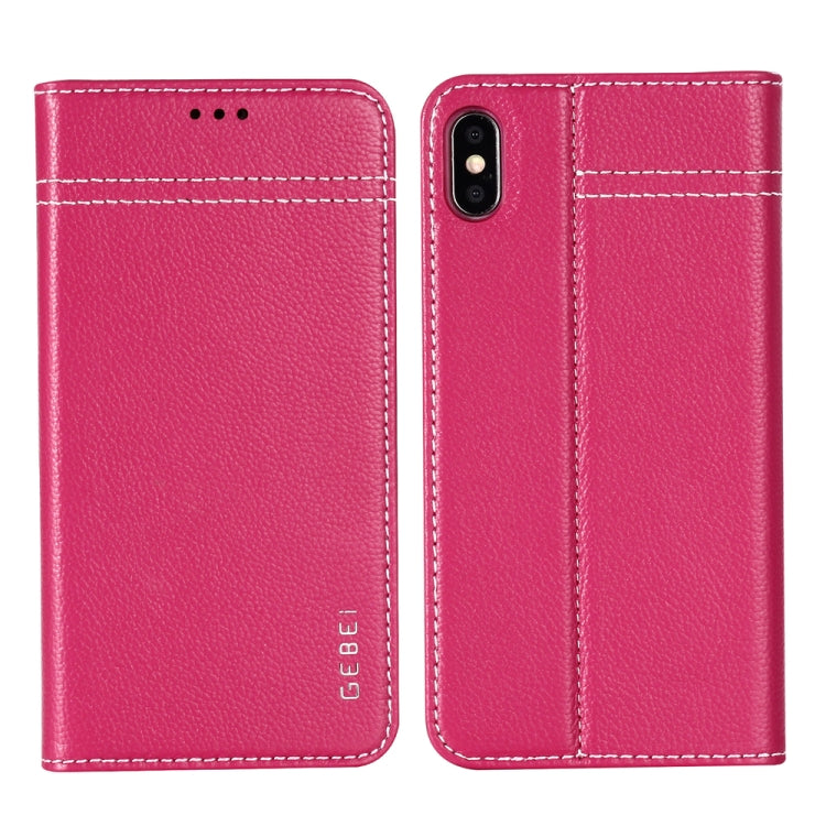 GEBEI Top-grain Leather Horizontal Flip Protective Case with Holder & Card Slots, For iPhone XS Max