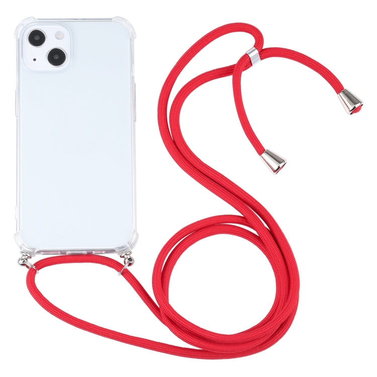 Four-corner Shockproof Transparent TPU Protective Case with Lanyard, For iPhone 13