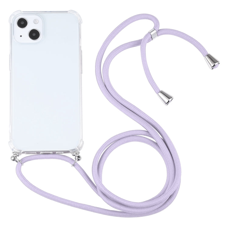 Four-corner Shockproof Transparent TPU Protective Case with Lanyard, For iPhone 13