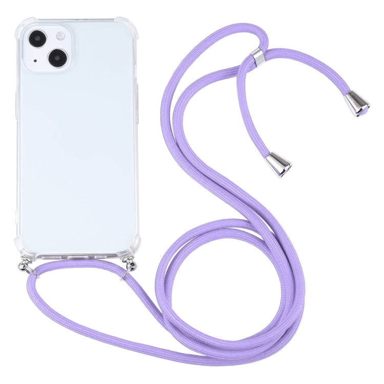 Four-corner Shockproof Transparent TPU Protective Case with Lanyard, For iPhone 13