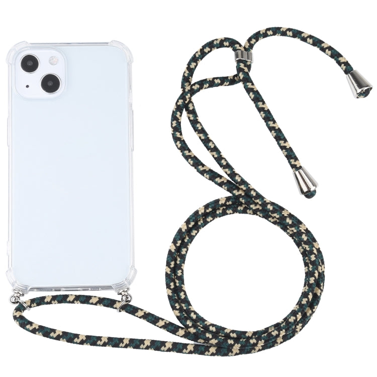 Four-corner Shockproof Transparent TPU Protective Case with Lanyard, For iPhone 13