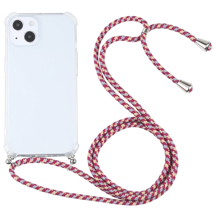 Four-corner Shockproof Transparent TPU Protective Case with Lanyard, For iPhone 13