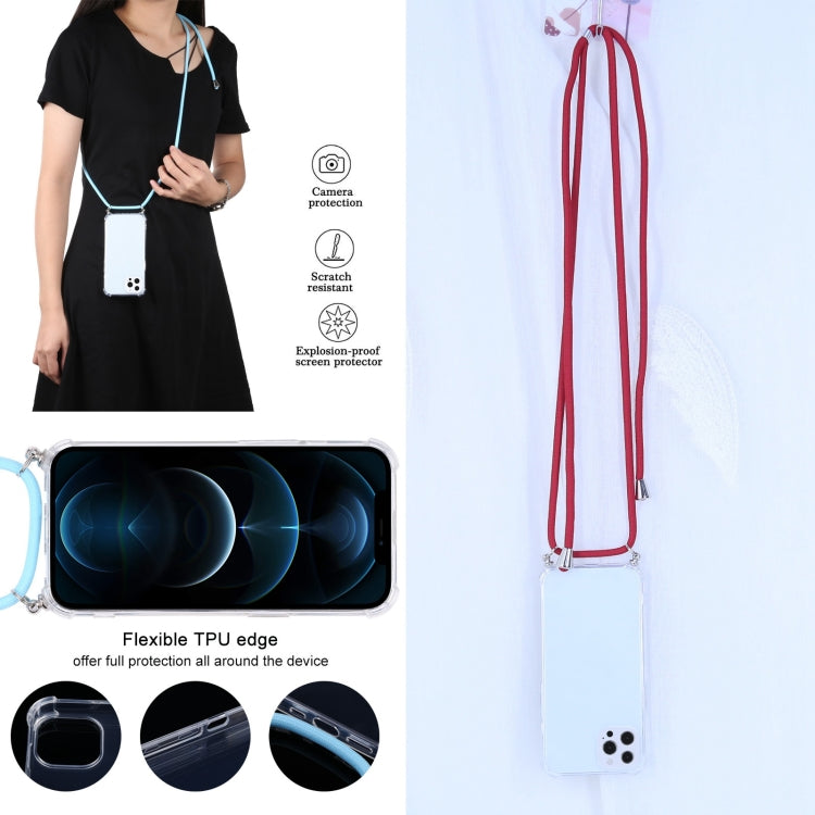 Four-corner Shockproof Transparent TPU Protective Case with Lanyard, For iPhone 13 Pro