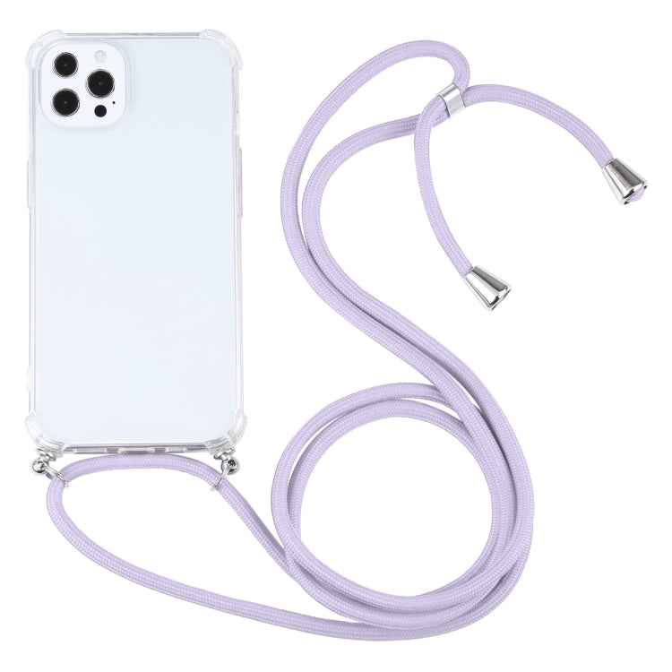 Four-corner Shockproof Transparent TPU Protective Case with Lanyard, For iPhone 13 Pro