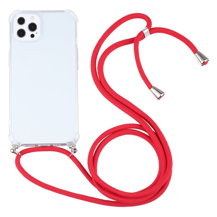 Four-corner Shockproof Transparent TPU Protective Case with Lanyard, For iPhone 13 Pro Max