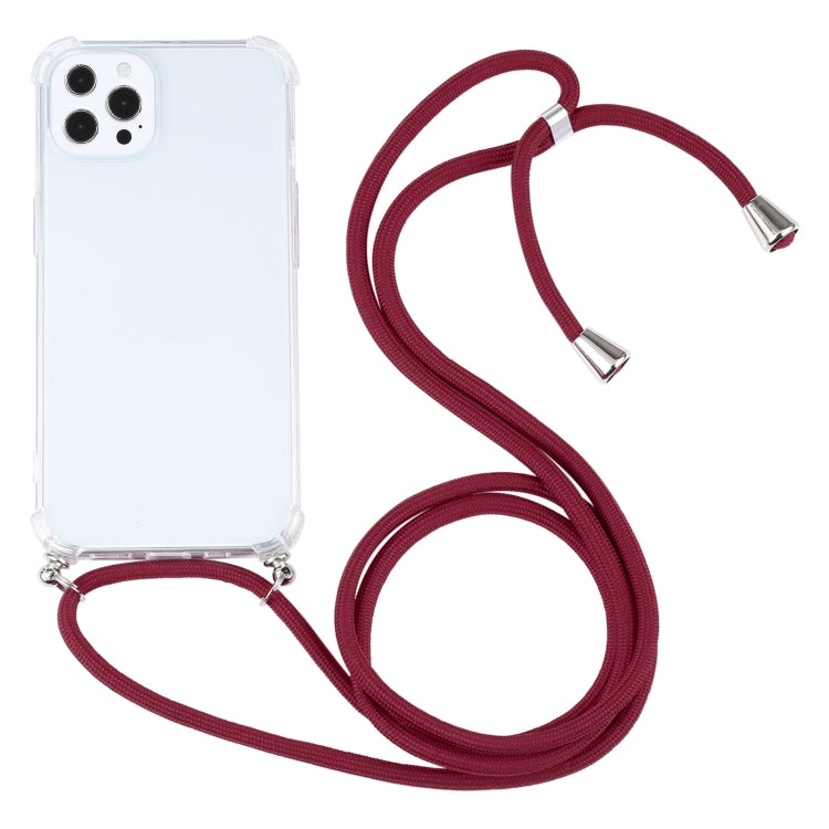Four-corner Shockproof Transparent TPU Protective Case with Lanyard, For iPhone 13 Pro Max