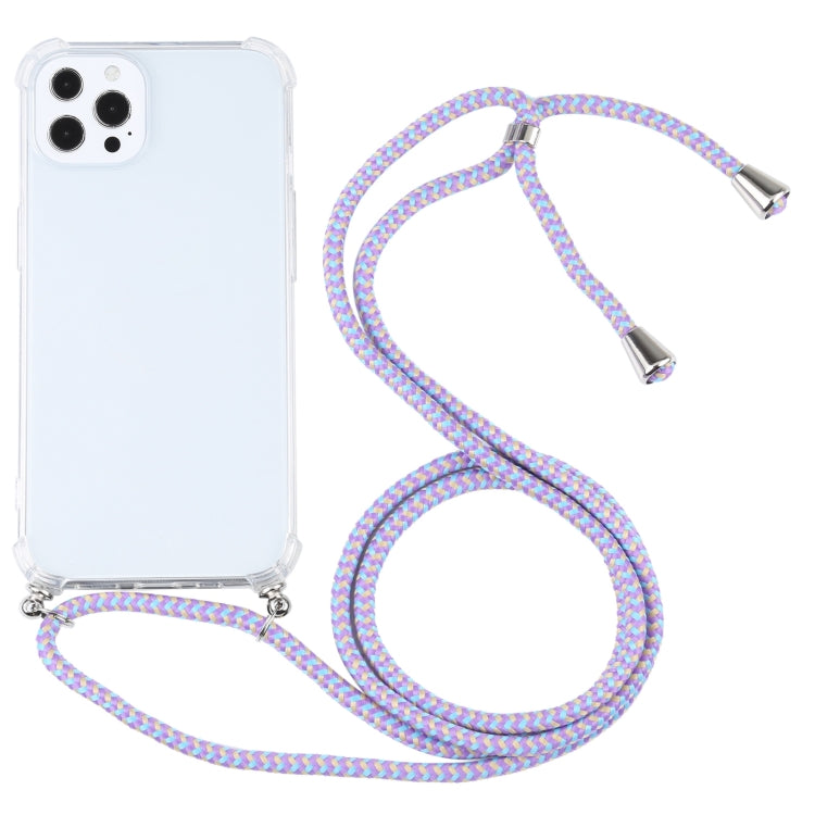 Four-corner Shockproof Transparent TPU Protective Case with Lanyard, For iPhone 13 Pro Max
