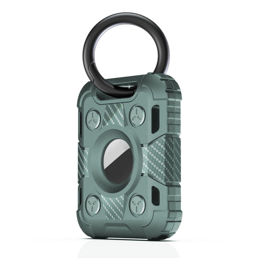 Durable TPU carbon fiber AirTag cover with integrated metal keychain attachment ring