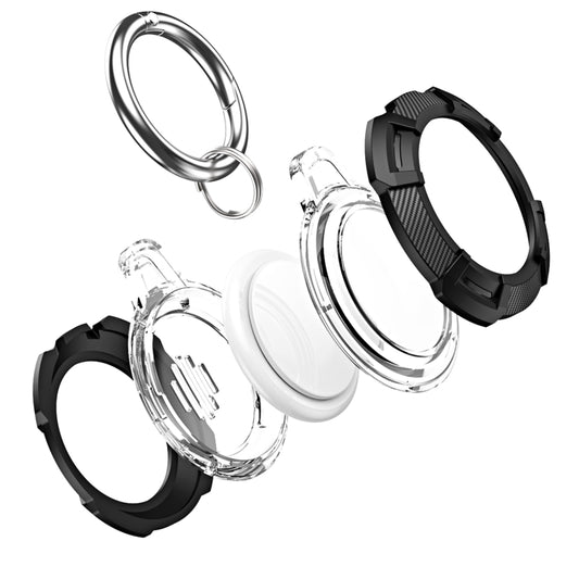 Slim-fitting shockproof case with secure keychain attachment for AirTag