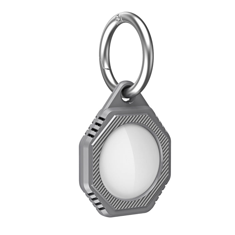 Octagonal Style Anti-scratch Shockproof Carbon Fiber TPU Case with Keychain Ring Loop, For AirTag