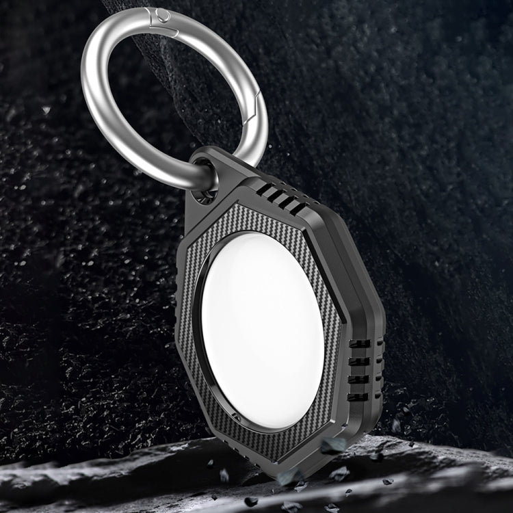 Octagonal Style Anti-scratch Shockproof Carbon Fiber TPU Case with Keychain Ring Loop, For AirTag