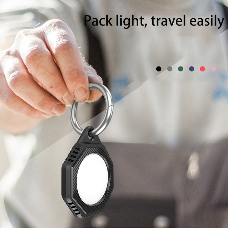 Octagonal Style Anti-scratch Shockproof Carbon Fiber TPU Case with Keychain Ring Loop, For AirTag