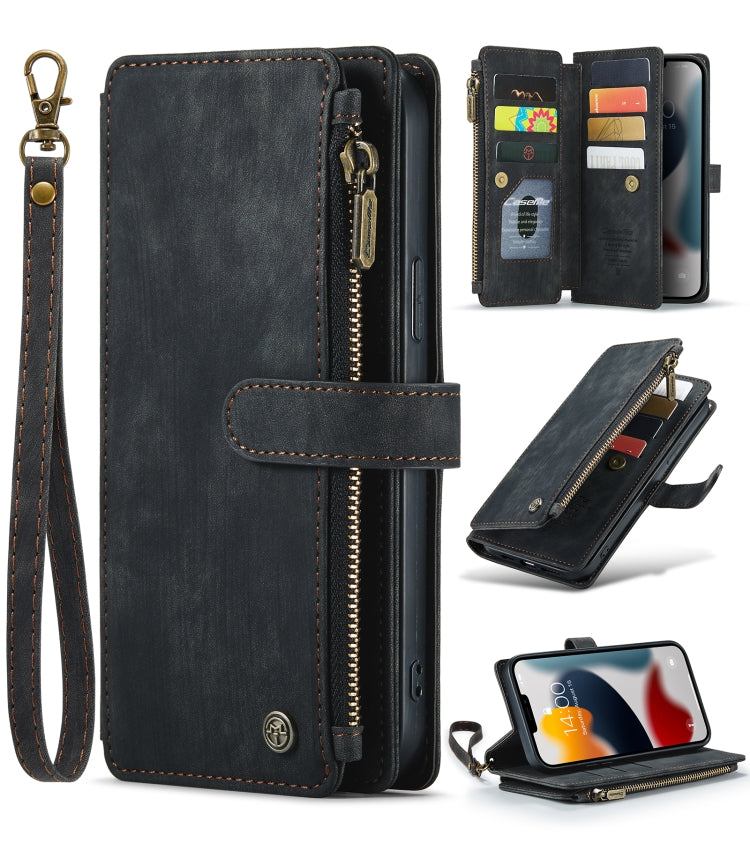 CaseMe-C30 PU + TPU Multifunctional Horizontal Flip Leather Case with Holder & Card Slot & Wallet & Zipper Pocket
