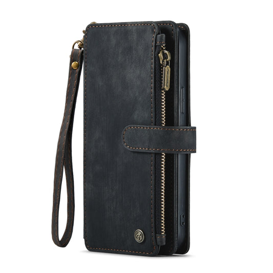 Horizontal flip design CaseMe case iPhone 13 Pro featuring holder and zipper pocket