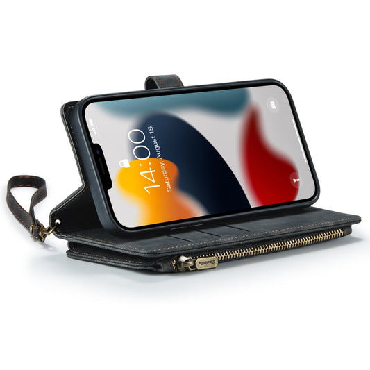 Zipper pocket detail on CaseMe leather flip case for iPhone 13 series