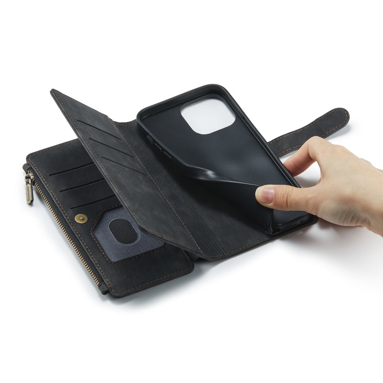 CaseMe-C30 PU + TPU Multifunctional Horizontal Flip Leather Case with Holder & Card Slot & Wallet & Zipper Pocket