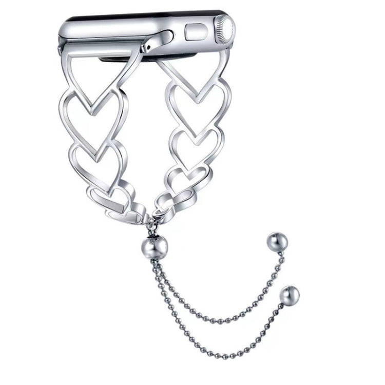 Heart Metal Replacement Strap Watchband For Apple Watch Series, 7 41mm / 6 & SE & 5 & 4 40mm / 3 & 2 & 1 38mm, 7 45mm / 6 & SE & 5 & 4 44mm / 3 & 2 & 1 42mm