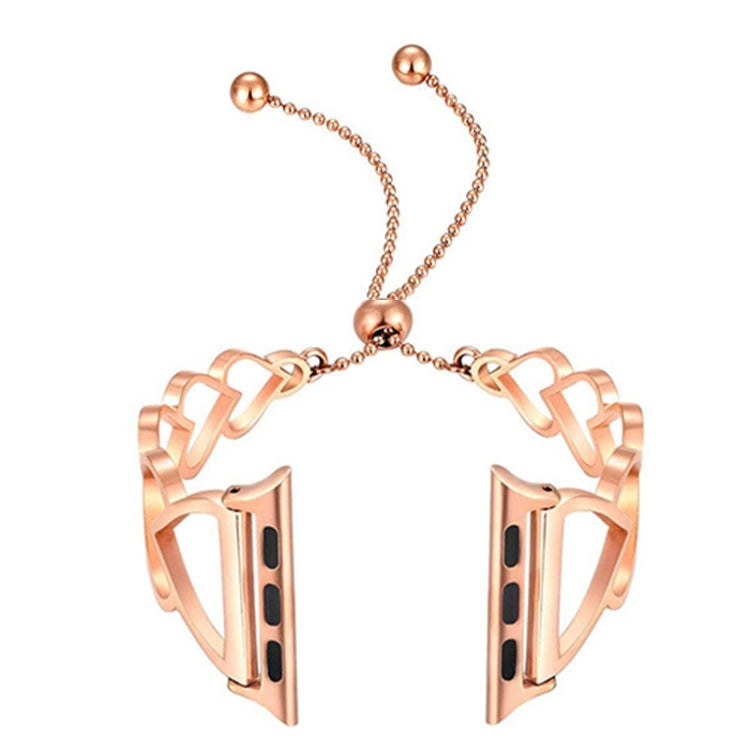 Heart Metal Replacement Strap Watchband For Apple Watch Series, 7 41mm / 6 & SE & 5 & 4 40mm / 3 & 2 & 1 38mm, 7 45mm / 6 & SE & 5 & 4 44mm / 3 & 2 & 1 42mm