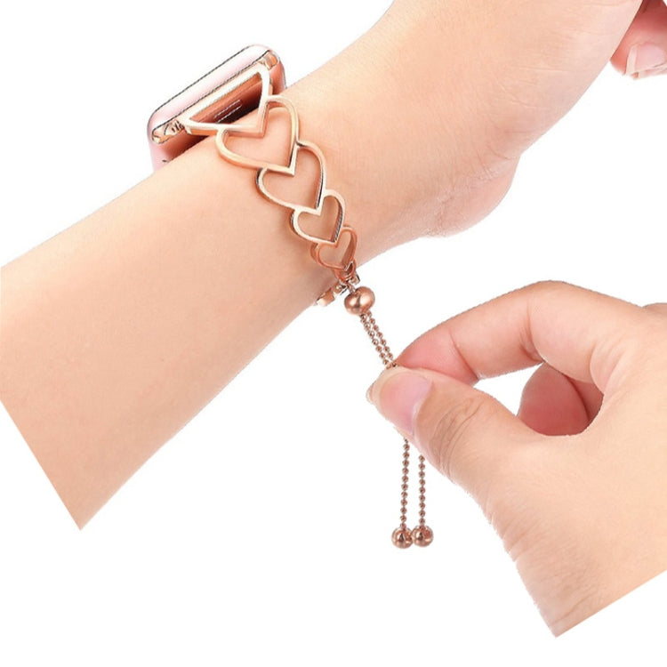 Heart Metal Replacement Strap Watchband For Apple Watch Series, 7 41mm / 6 & SE & 5 & 4 40mm / 3 & 2 & 1 38mm, 7 45mm / 6 & SE & 5 & 4 44mm / 3 & 2 & 1 42mm