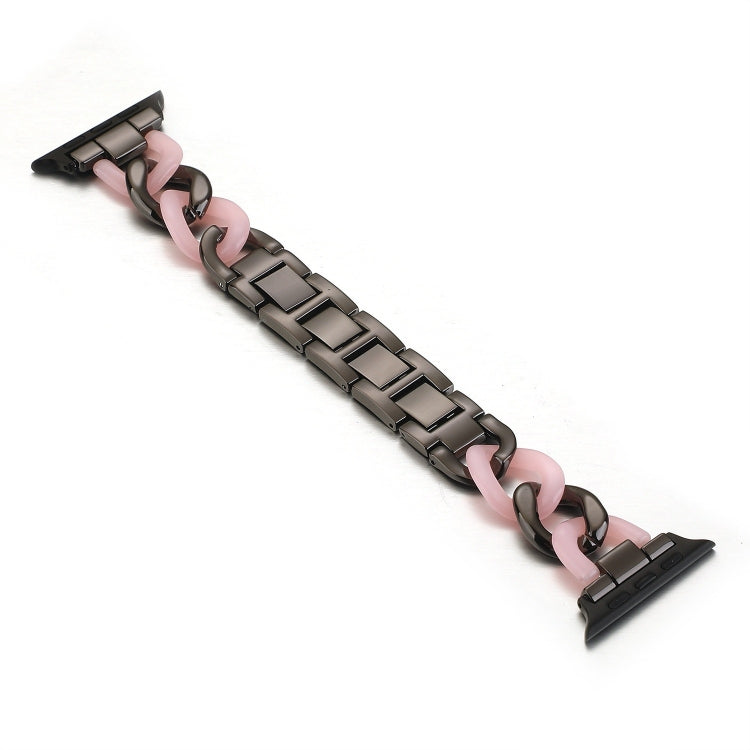 Cowboy Chain + Resin Metal Replacement Strap Watchband For Apple Watch Series, 7 41mm / 6 & SE & 5 & 4 40mm / 3 & 2 & 1 38mm, 7 45mm / 6 & SE & 5 & 4 44mm / 3 & 2 & 1 42mm