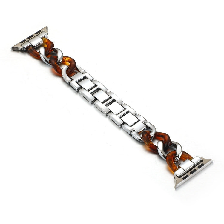 Cowboy Chain + Resin Metal Replacement Strap Watchband For Apple Watch Series, 7 41mm / 6 & SE & 5 & 4 40mm / 3 & 2 & 1 38mm, 7 45mm / 6 & SE & 5 & 4 44mm / 3 & 2 & 1 42mm