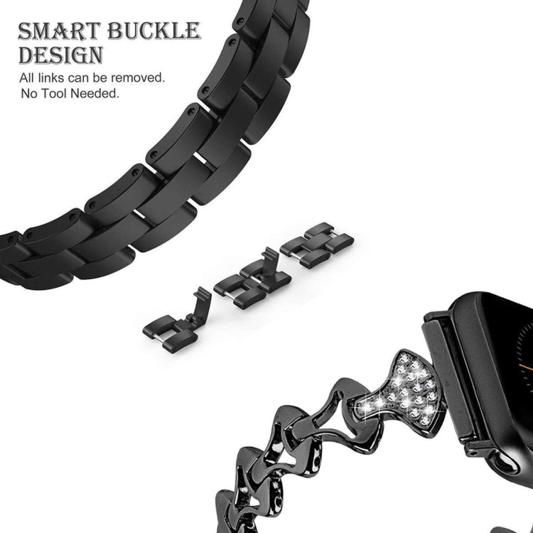 Sector Shape Diamond Metal Replacement Strap Watchband For Apple Watch Series, 7 41mm / 6 & SE & 5 & 4 40mm / 3 & 2 & 1 38mm, 7 45mm / 6 & SE & 5 & 4 44mm / 3 & 2 & 1 42mm