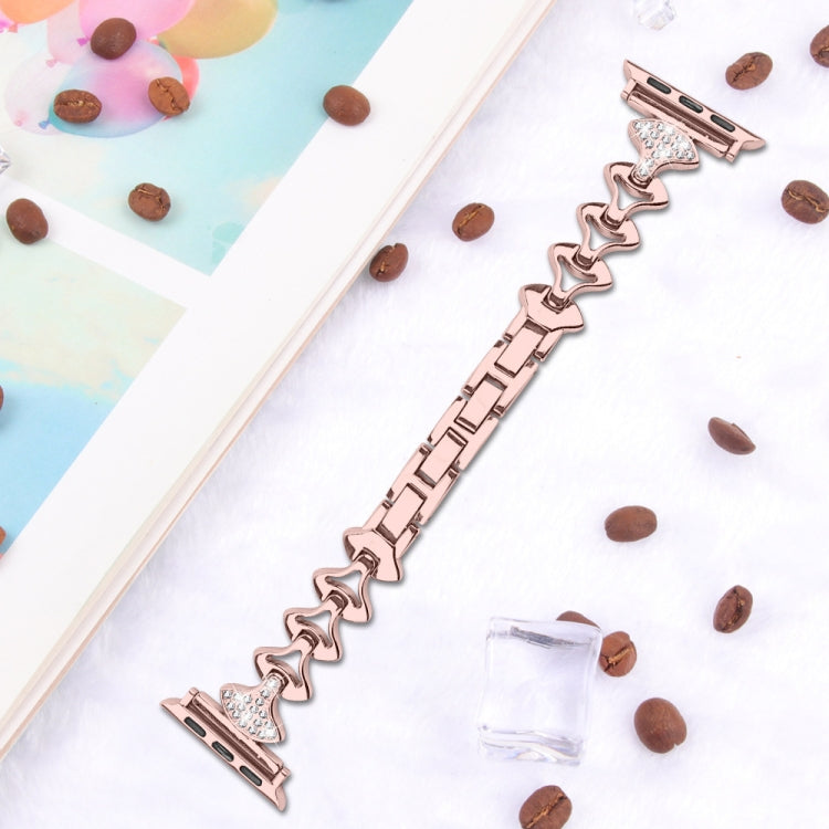 Sector Shape Diamond Metal Replacement Strap Watchband For Apple Watch Series, 7 41mm / 6 & SE & 5 & 4 40mm / 3 & 2 & 1 38mm, 7 45mm / 6 & SE & 5 & 4 44mm / 3 & 2 & 1 42mm