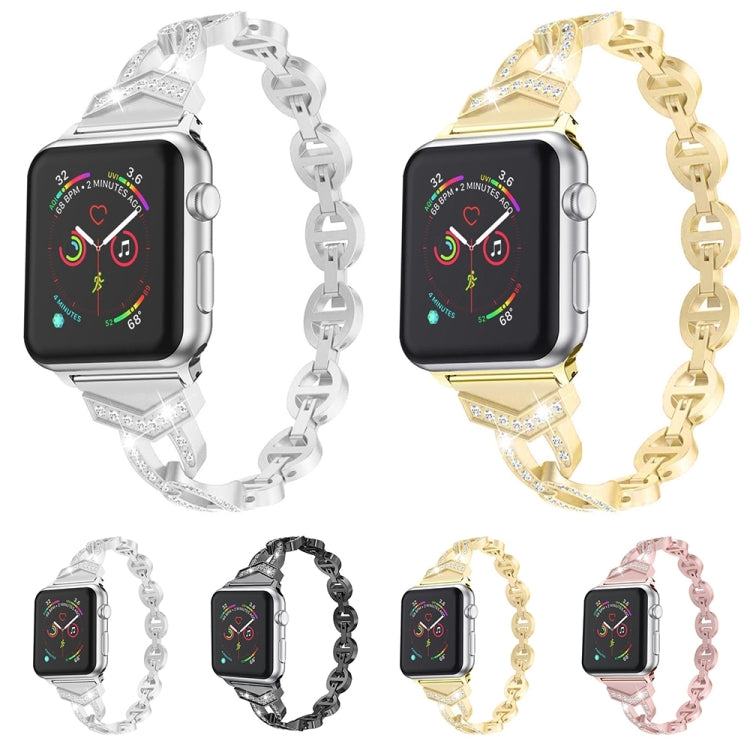 Diamond Stainless Steel Replacement Strap Watchband For Apple Watch Series, 7 41mm / 6 & SE & 5 & 4 40mm / 3 & 2 & 1 38mm, 7 45mm / 6 & SE & 5 & 4 44mm / 3 & 2 & 1 42mm