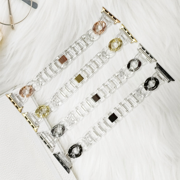 Transparent Cowboy Chain Replacement Strap Watchband For Apple Watch Series, 7 41mm / 6 & SE & 5 & 4 40mm / 3 & 2 & 1 38mm, 7 45mm / 6 & SE & 5 & 4 44mm / 3 & 2 & 1 42mm