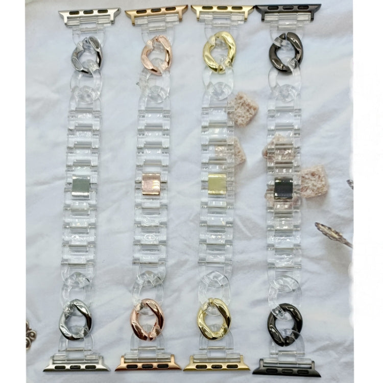 Transparent Cowboy Chain Replacement Strap Watchband For Apple Watch Series, 7 41mm / 6 & SE & 5 & 4 40mm / 3 & 2 & 1 38mm, 7 45mm / 6 & SE & 5 & 4 44mm / 3 & 2 & 1 42mm