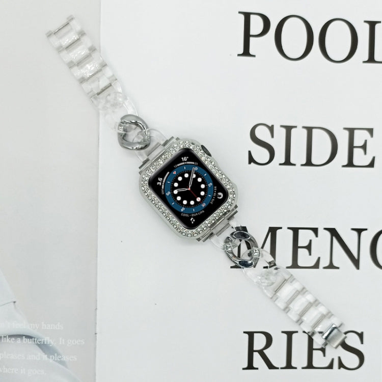 Transparent Cowboy Chain Replacement Strap Watchband For Apple Watch Series, 7 41mm / 6 & SE & 5 & 4 40mm / 3 & 2 & 1 38mm, 7 45mm / 6 & SE & 5 & 4 44mm / 3 & 2 & 1 42mm